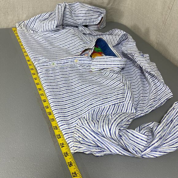 Robert Graham Mens Smoking Bulldog Button Up Shirt Size XL Flip Cuff Artsy Punk - Picture 13 of 15